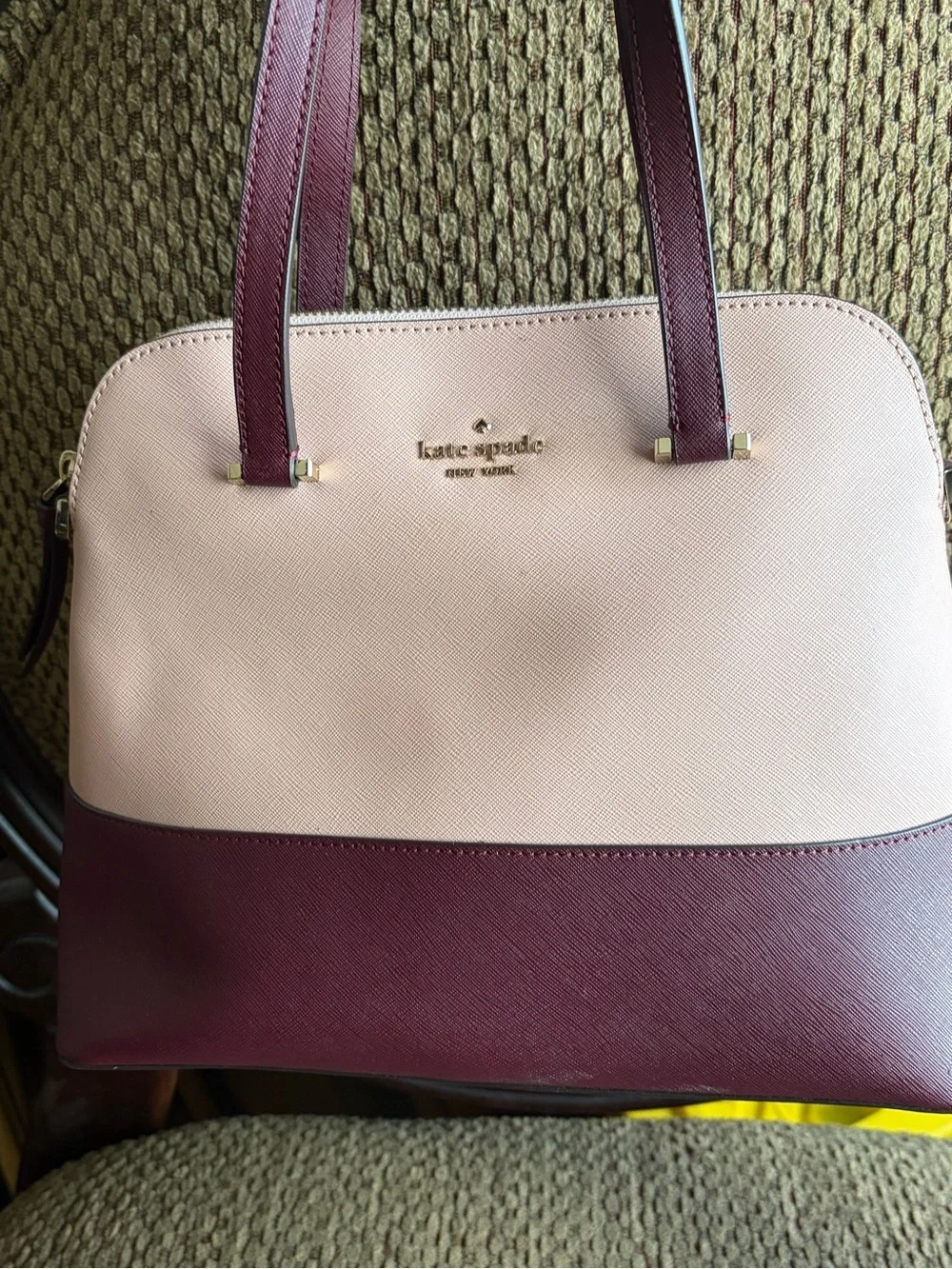 kate spade Two-Tone Pink and Burgundy Dome Satchel set with wallet